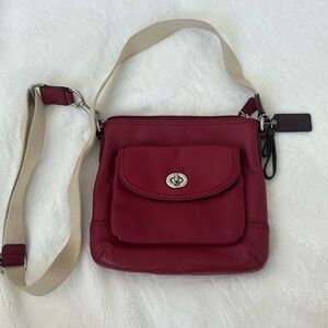 COACH 49170 Cherry Red Leather PARK Crossbody Purse Bag - Excellent Condition